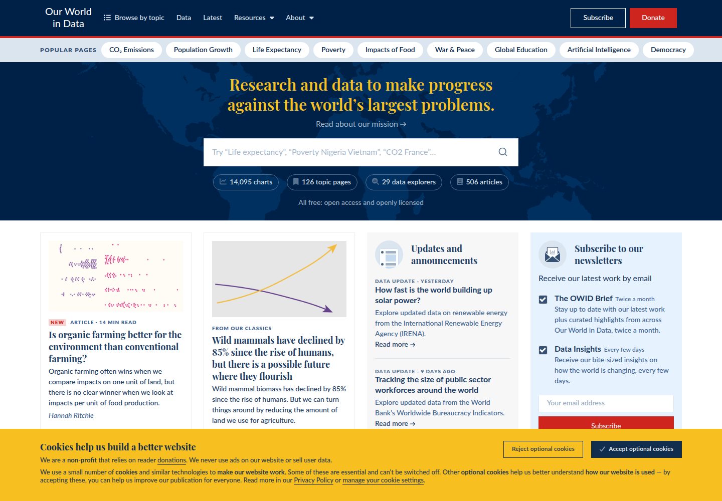 Our World in Data website screenshot