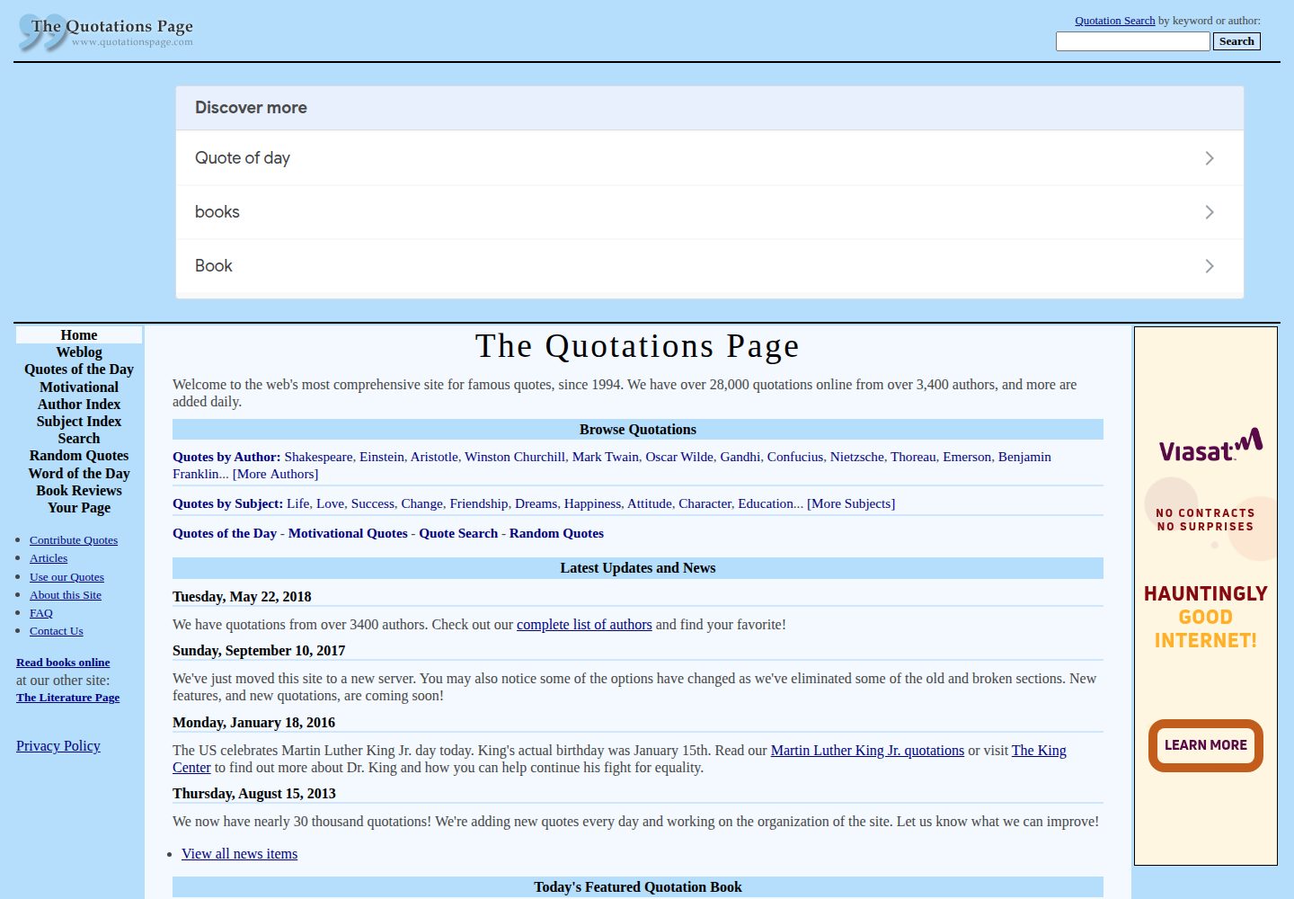 The Quotations Page website screenshot