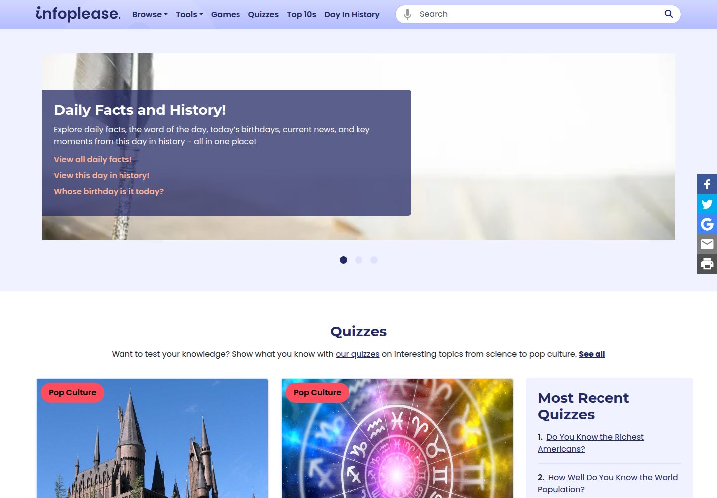 Infoplease website screenshot