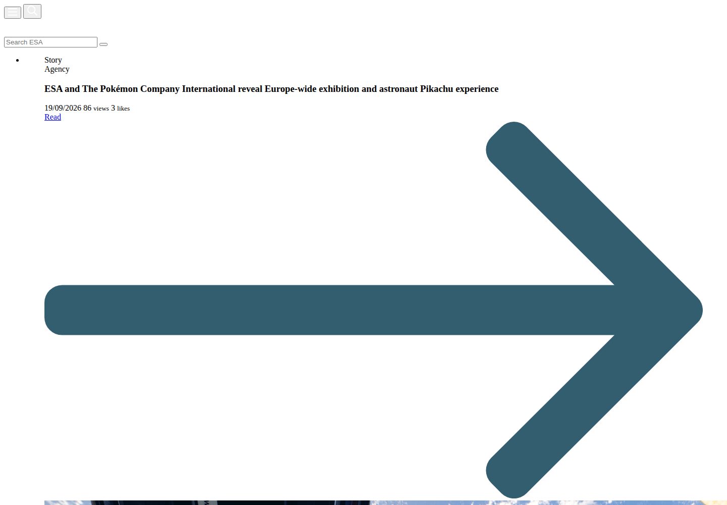 European Space Agency website screenshot