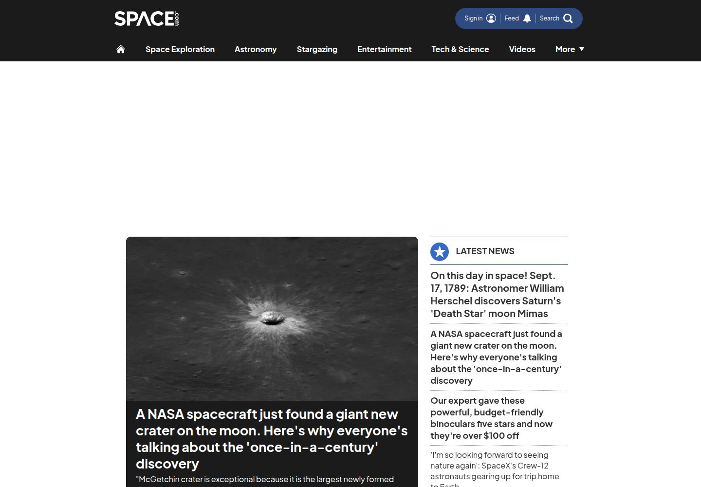 Space.com website screenshot