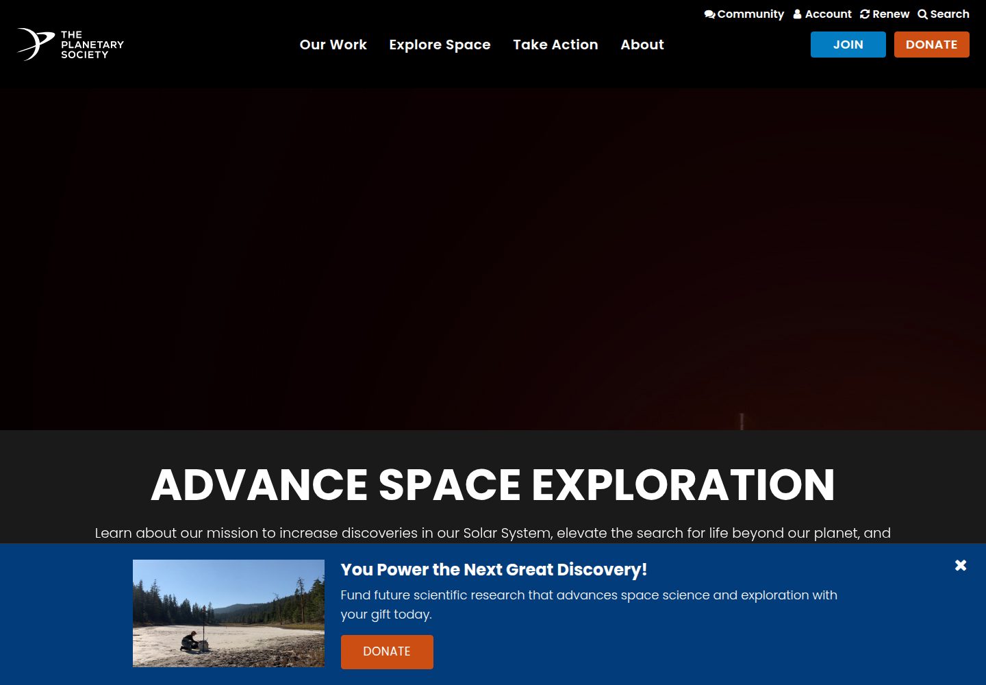 The Planetary Society website screenshot