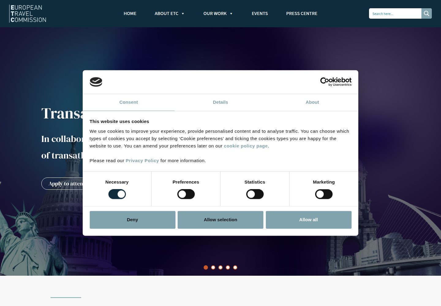 European Travel Commission website screenshot