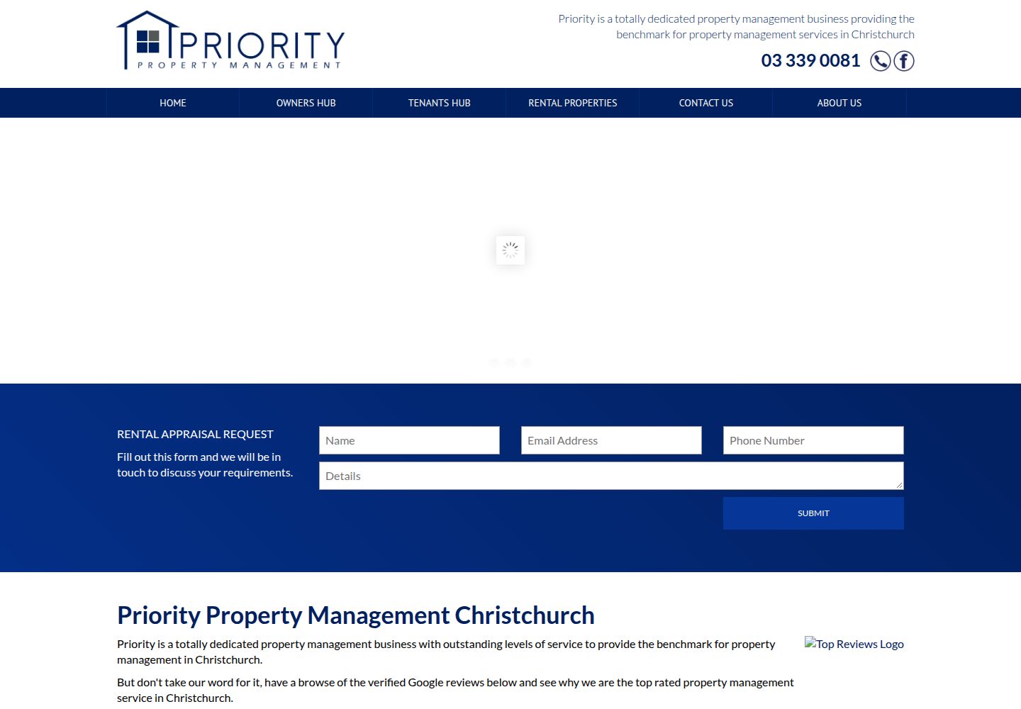 Priority Property Management website screenshot