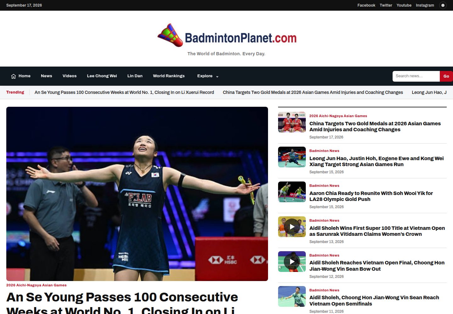 Badminton Planet website screenshot
