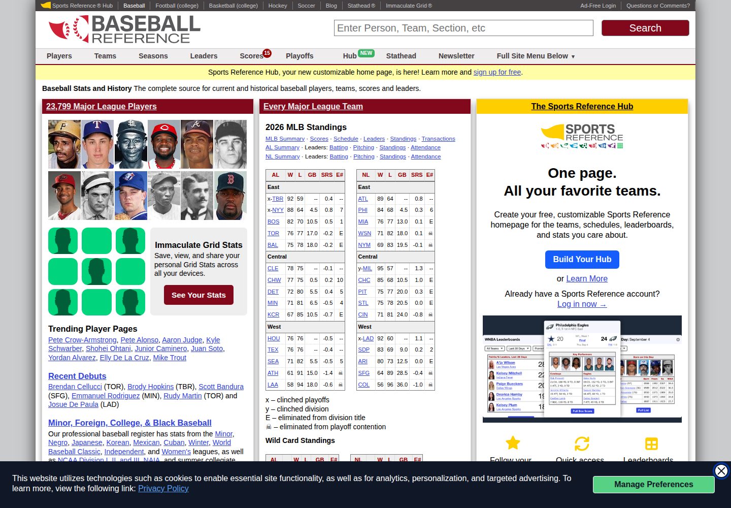 Baseball Reference website screenshot