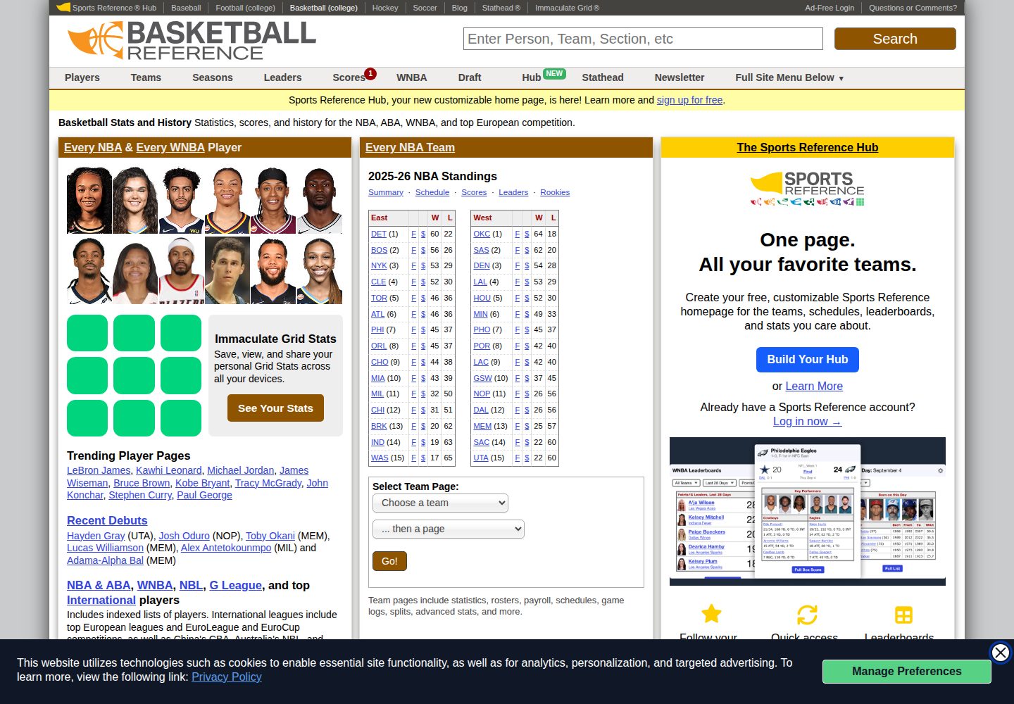 Basketball Reference website screenshot