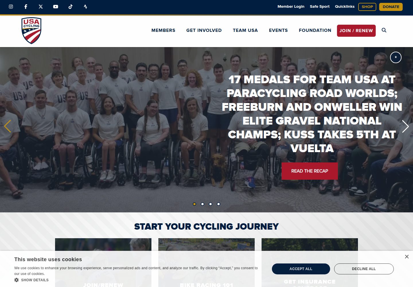 USA Cycling website screenshot