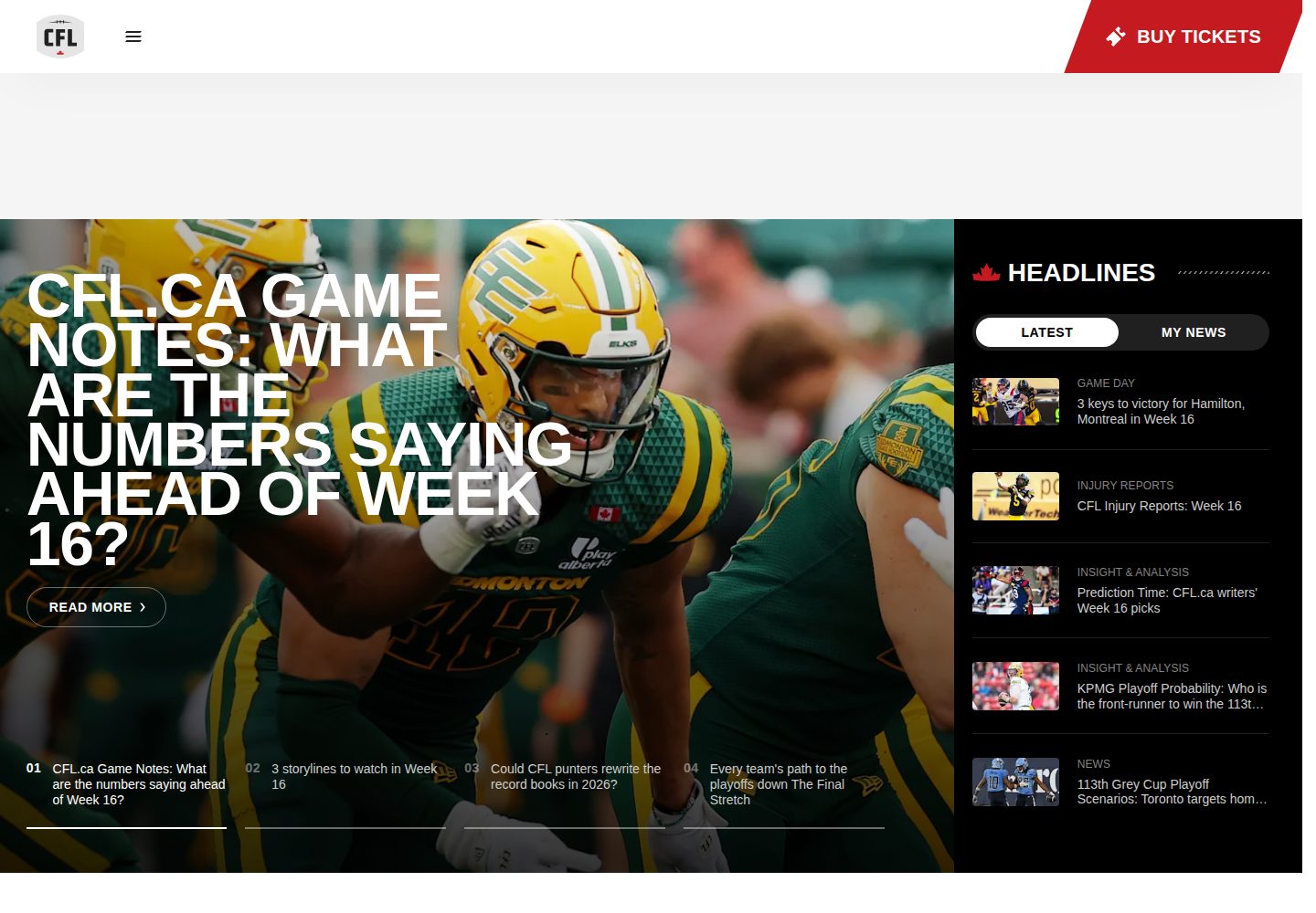 Canadian Football League website screenshot