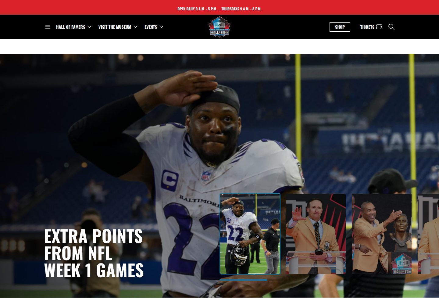 Pro Football Hall of Fame website screenshot