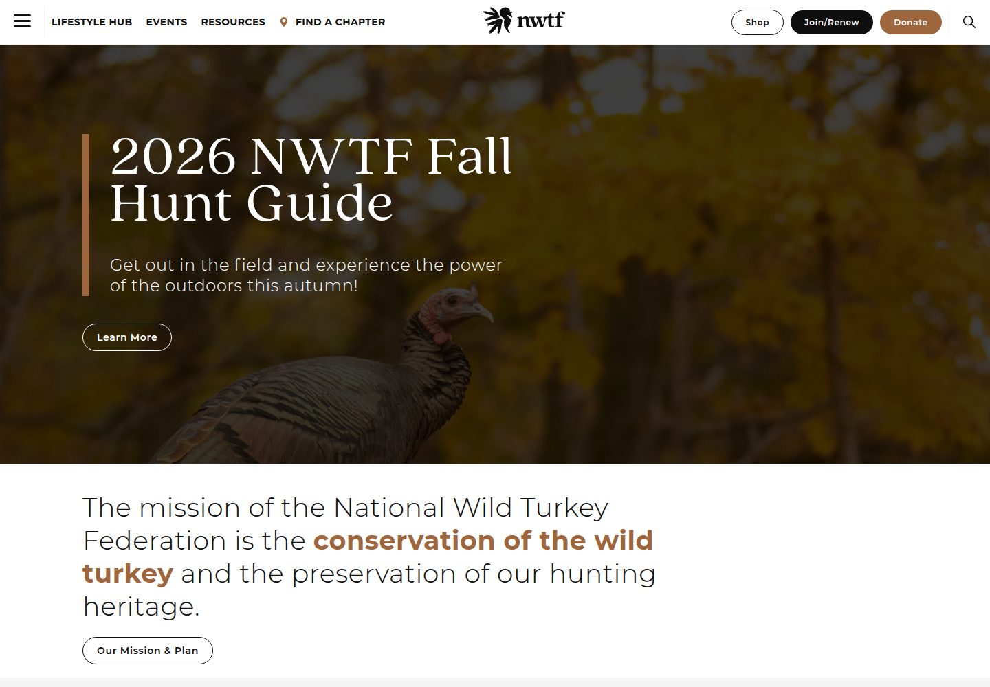 National Wild Turkey Federation website screenshot