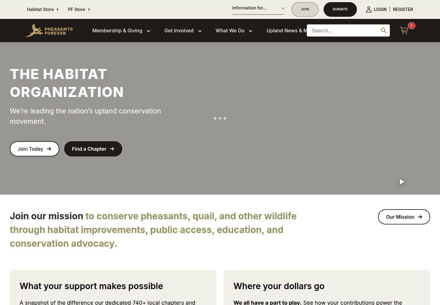 Pheasants Forever website screenshot