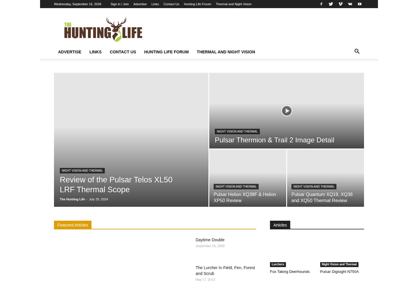 The Hunting Life website screenshot