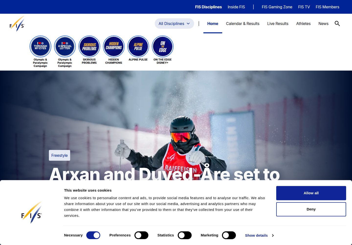International Ski and Snowboard Federation website screenshot