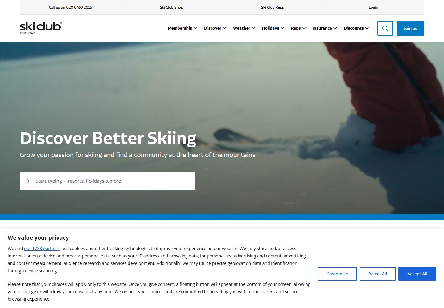 Ski Club of Great Britain website screenshot