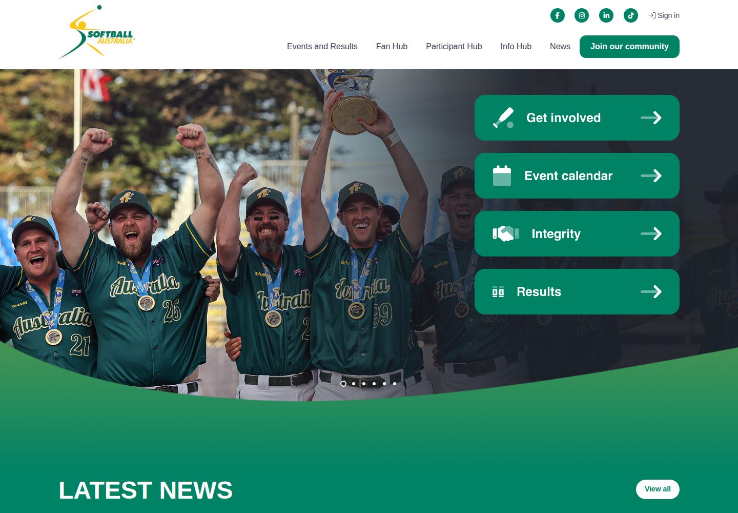 Softball Australia website screenshot