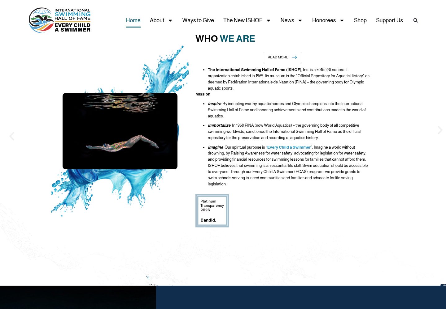 International Swimming Hall of Fame website screenshot