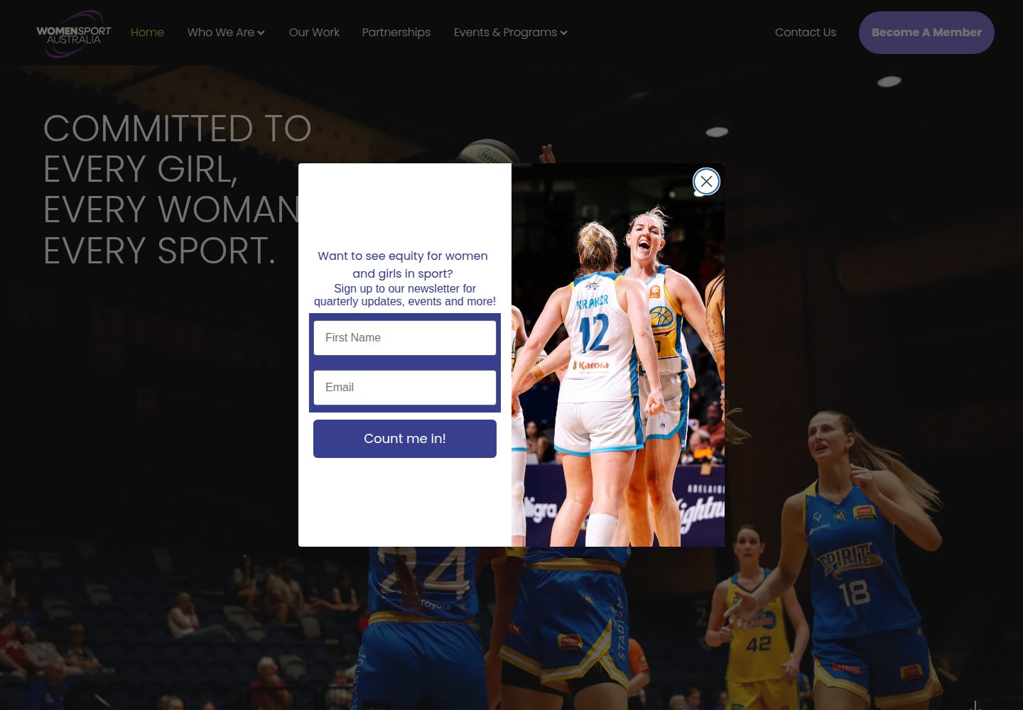 Women Sport Australia website screenshot